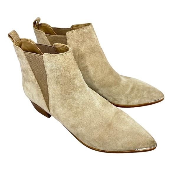 Marc Fisher Beige Yale Pointy‎ Toe Chelsea Suede Leather Women’s Bootie Size 8M - Picture 3 of 14